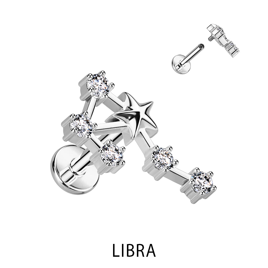 1pc Constellation 16g 8mm Labret Internally Threaded Steel Monroe