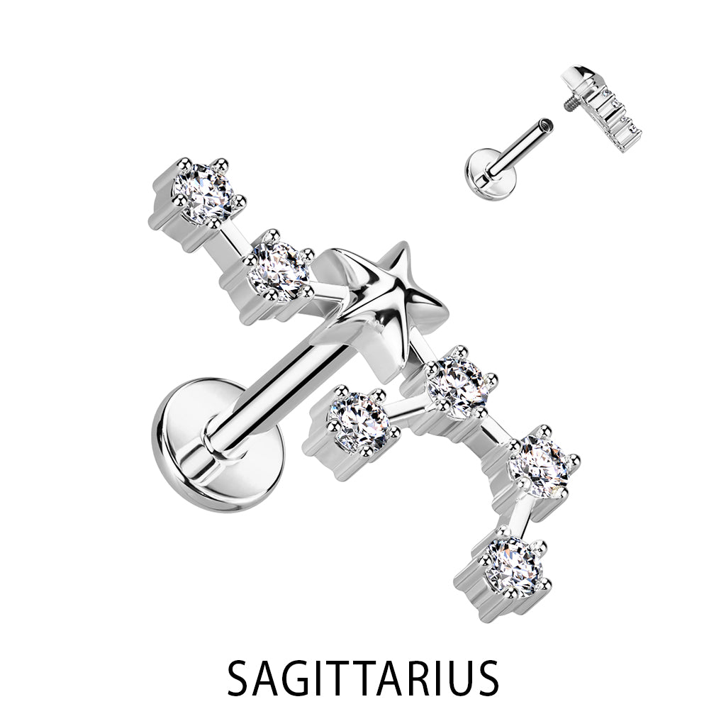 1pc Constellation 16g 8mm Labret Internally Threaded Steel Monroe