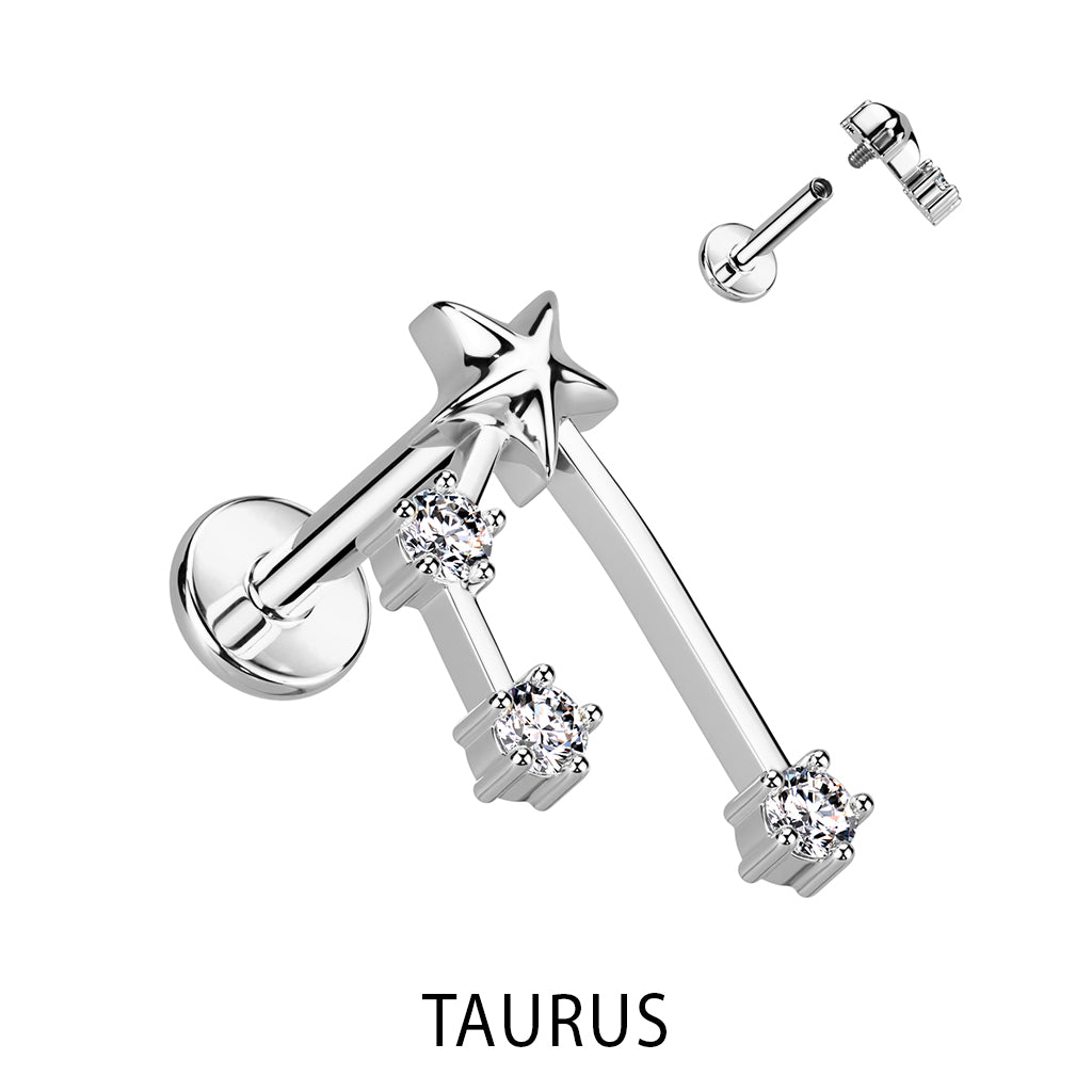 1pc Constellation 16g 8mm Labret Internally Threaded Steel Monroe