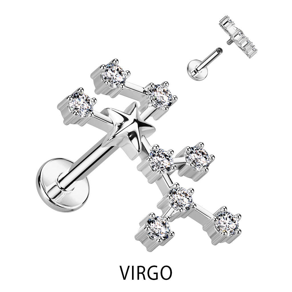 1pc Constellation 16g 8mm Labret Internally Threaded Steel Monroe