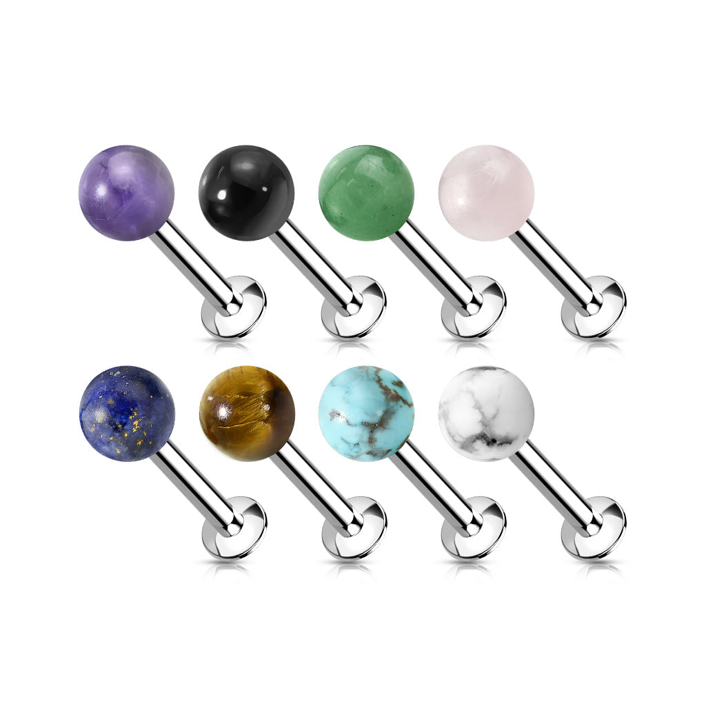 1pc Natural Stone Labret 16g Stud Monroe Helix Tragus Cartilage Ring