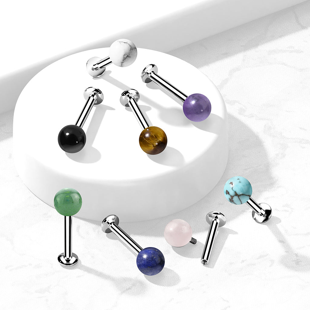 1pc Natural Stone Labret 16g Stud Monroe Helix Tragus Cartilage Ring