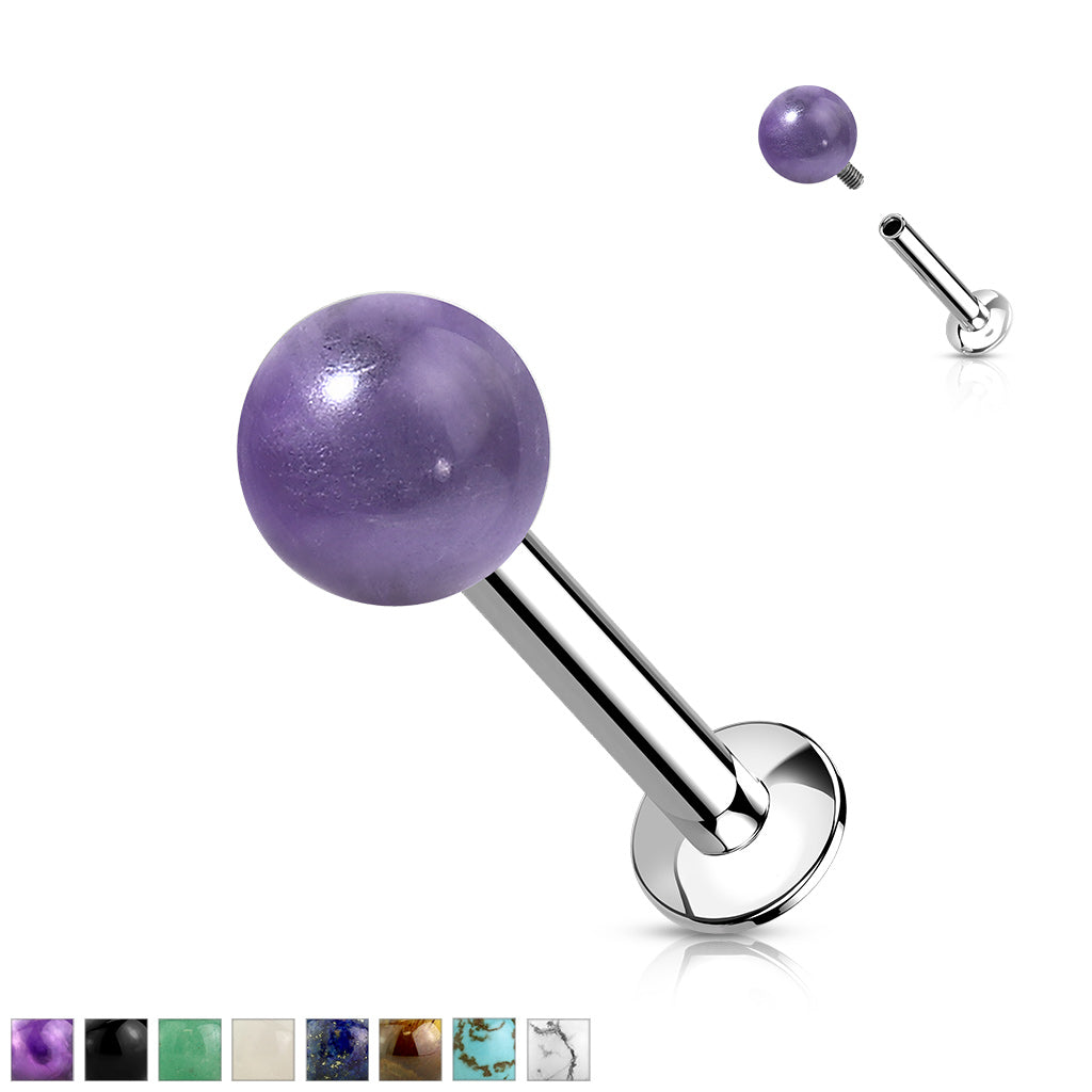 1pc Natural Stone Labret 16g Stud Monroe Helix Tragus Cartilage Ring