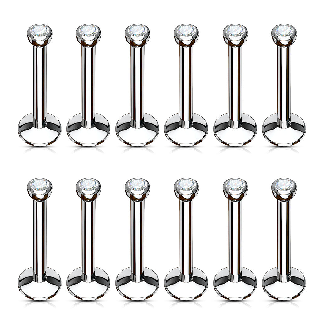 10pcs Internally Threaded Clear Gem Labrets