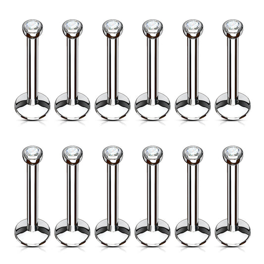 10pcs Internally Threaded Clear Gem Labrets