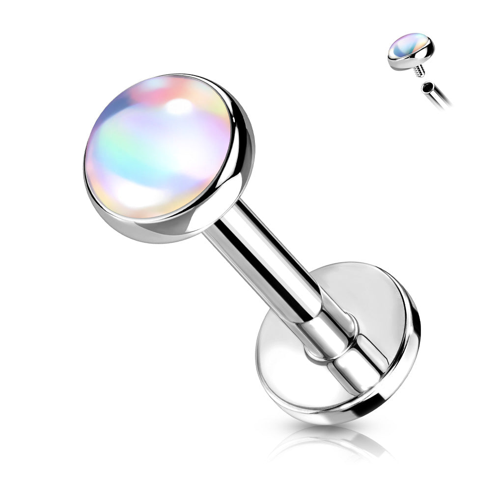 1pc Iridescent Stone Labret Stud Helix Tragus Cartilage Internally Threaded