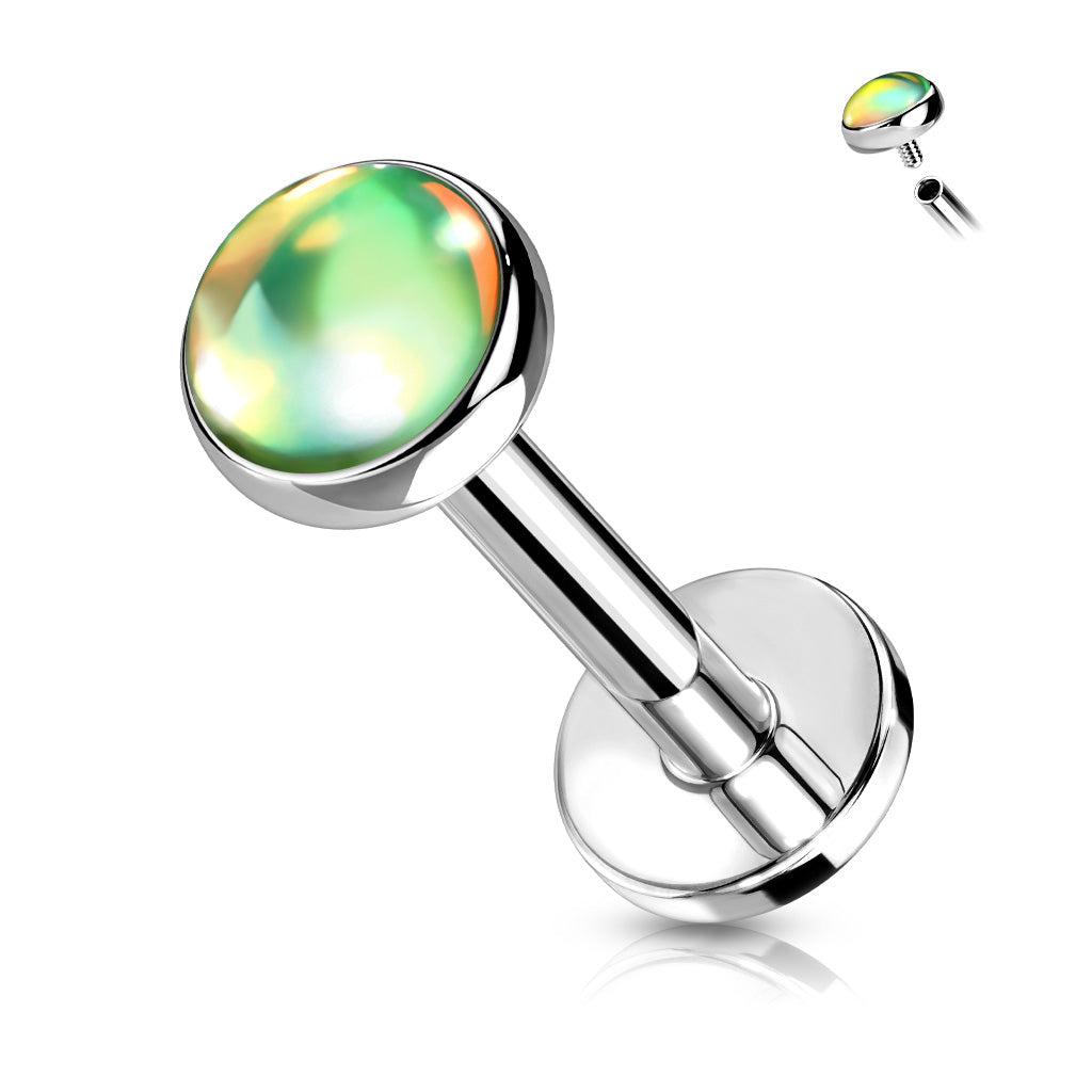 1pc Iridescent Stone Labret Stud Helix Tragus Cartilage Internally Threaded