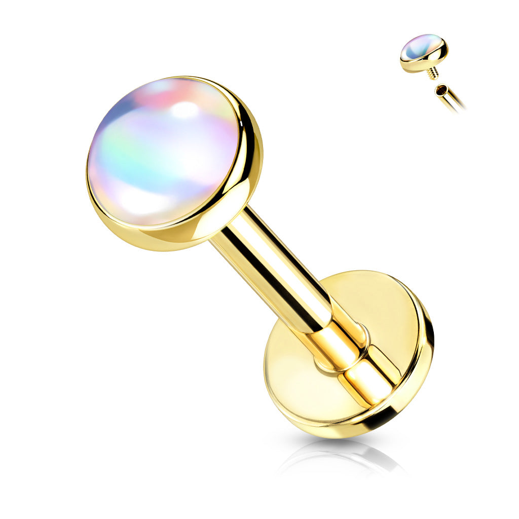 1pc Iridescent Stone Labret Stud Helix Tragus Cartilage Internally Threaded