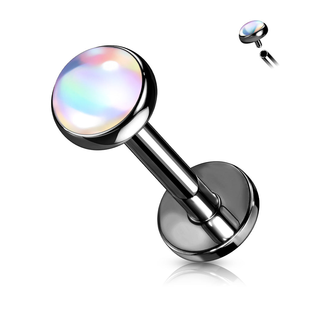 1pc Iridescent Stone Labret Stud Helix Tragus Cartilage Internally Threaded