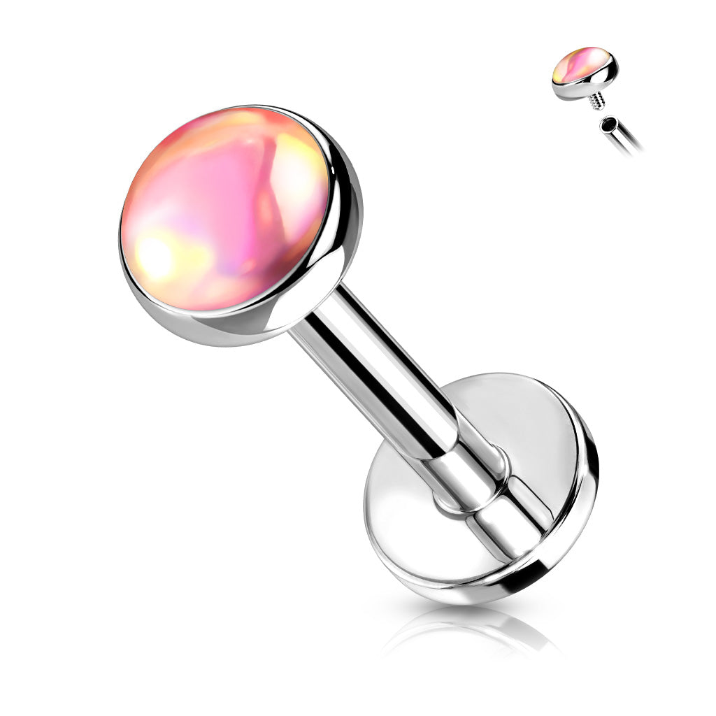 1pc Iridescent Stone Labret Stud Helix Tragus Cartilage Internally Threaded