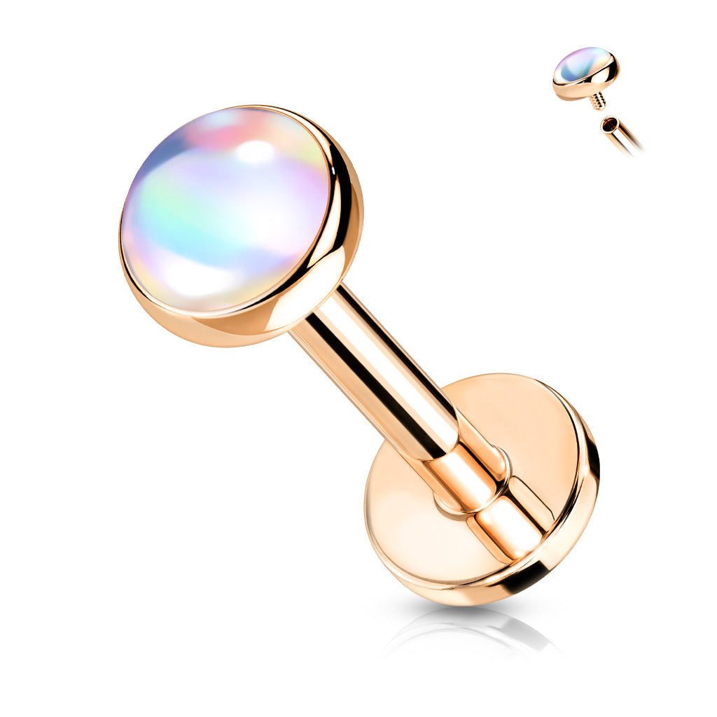 1pc Iridescent Stone Labret Stud Helix Tragus Cartilage Internally Threaded