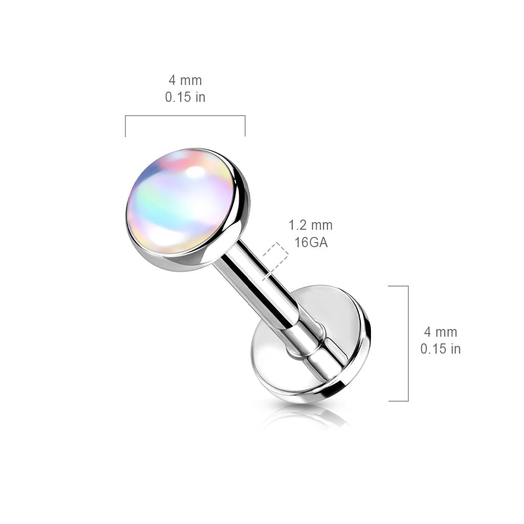 1pc Iridescent Stone Labret Stud Helix Tragus Cartilage Internally Threaded