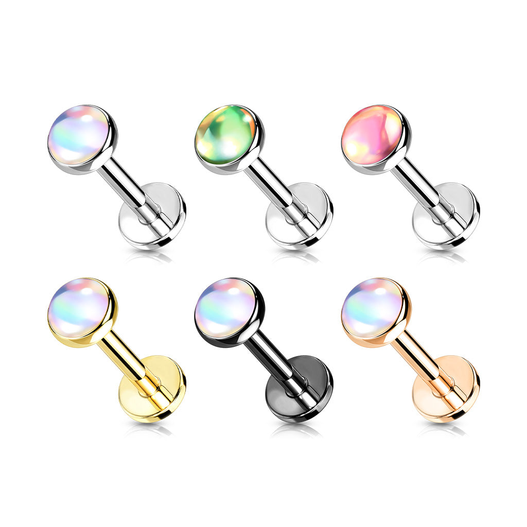 1pc Iridescent Stone Labret Stud Helix Tragus Cartilage Internally Threaded