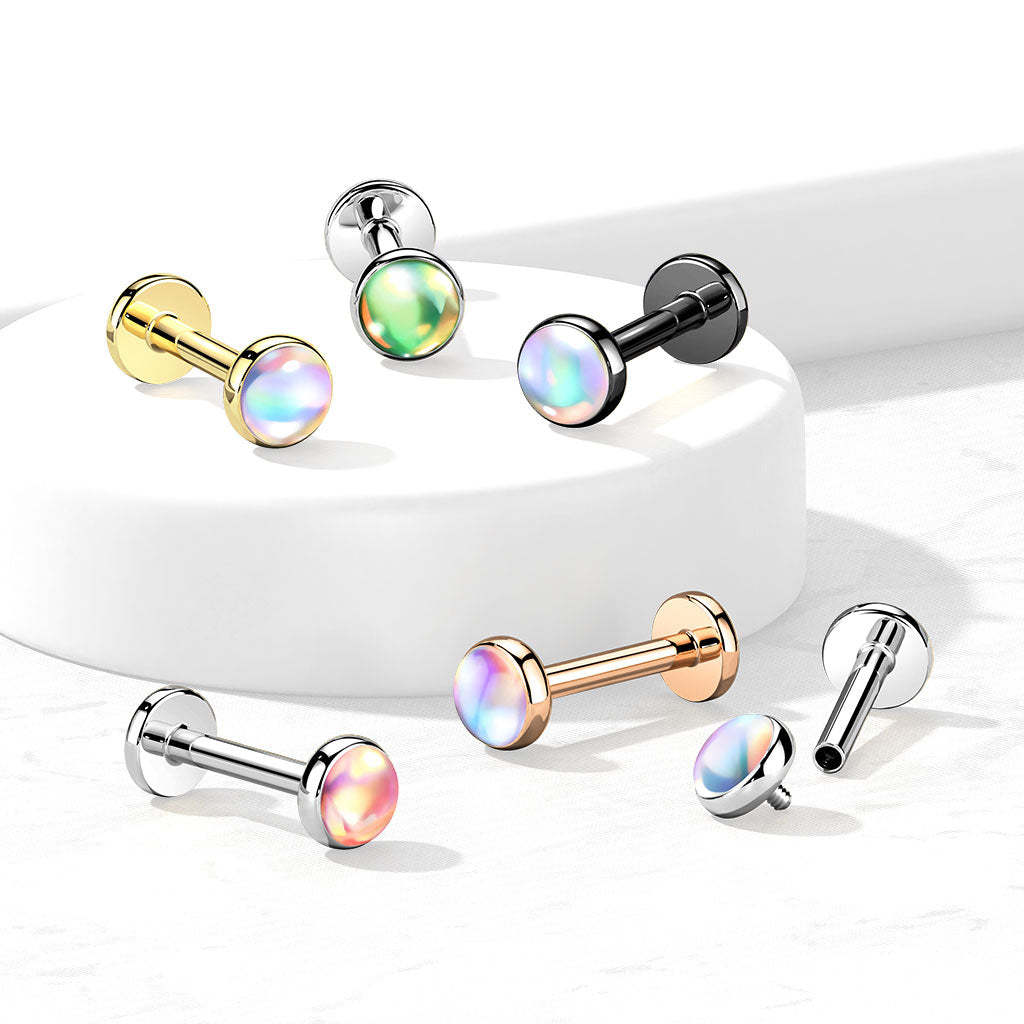 1pc Iridescent Stone Labret Stud Helix Tragus Cartilage Internally Threaded