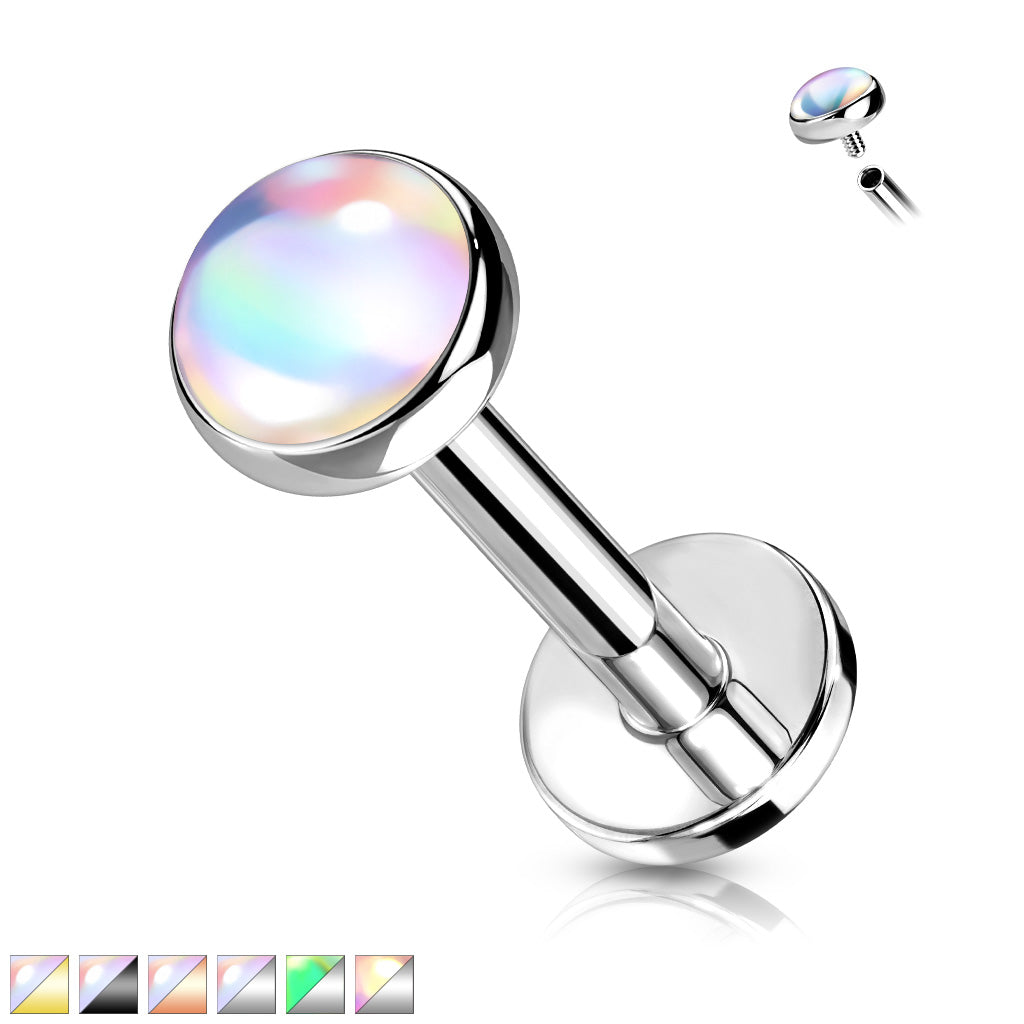1pc Iridescent Stone Labret Stud Helix Tragus Cartilage Internally Threaded