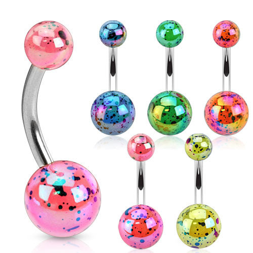 5pcs Splatter Ball w/Aurora Borealis Coating Belly Rings