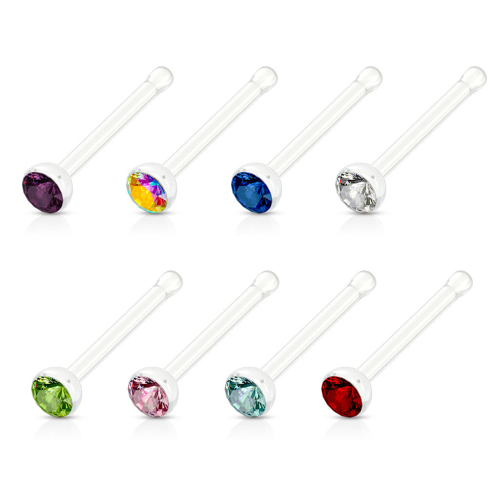 8pcs Clear Acrylic Gem Nose Studs