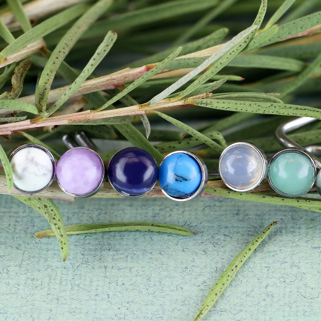 8pcs Semi-Precious Stone 20g L-Bend Nose Rings