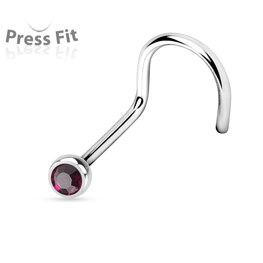 10pcs SAME-COLOR Press-Fit Gem Nose Screw Rings