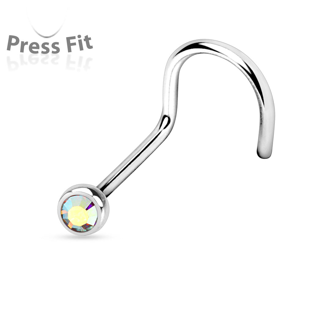 10pcs SAME-COLOR Press-Fit Gem Nose Screw Rings