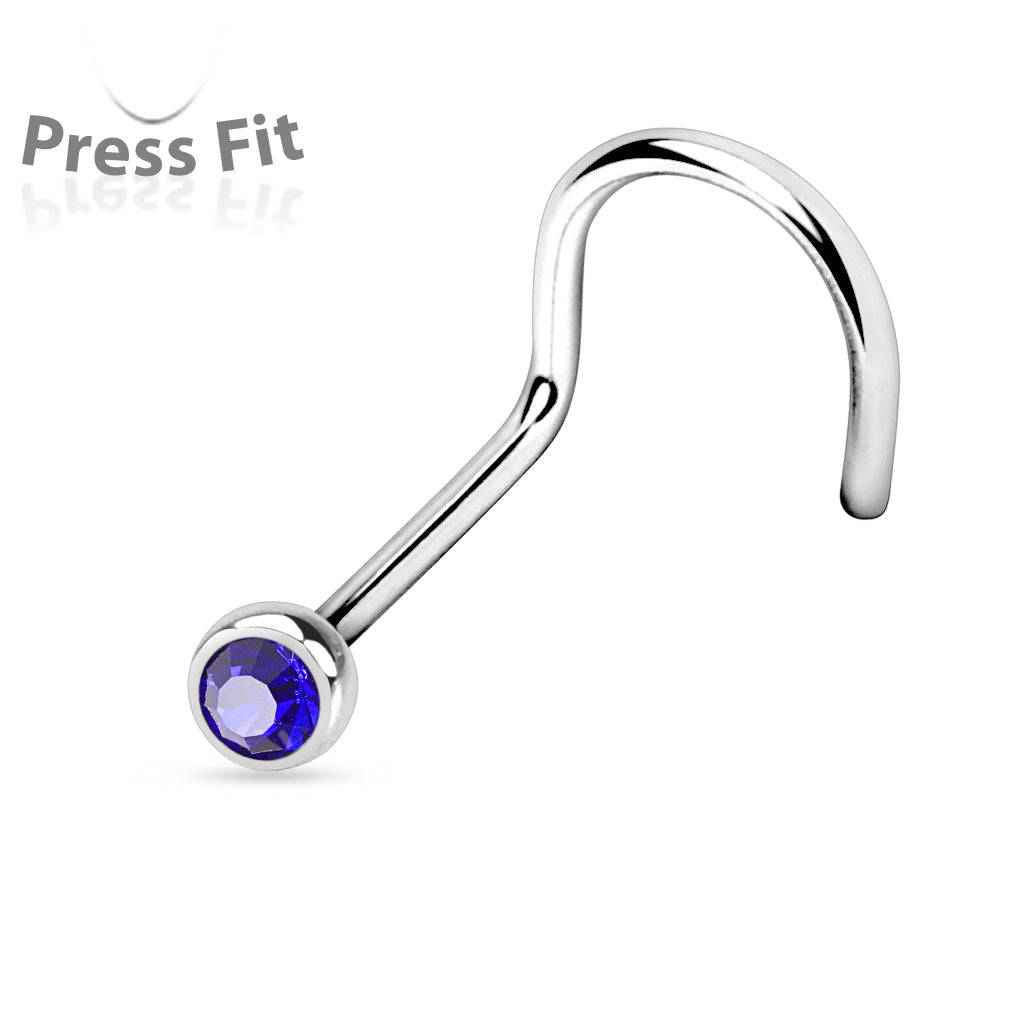 10pcs SAME-COLOR Press-Fit Gem Nose Screw Rings