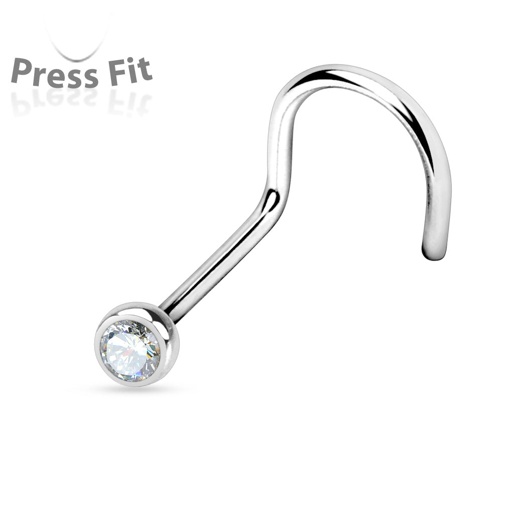 10pcs SAME-COLOR Press-Fit Gem Nose Screw Rings