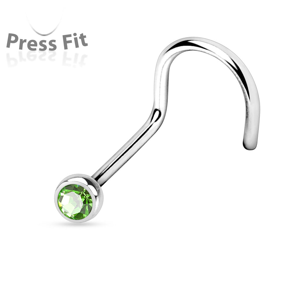 10pcs SAME-COLOR Press-Fit Gem Nose Screw Rings