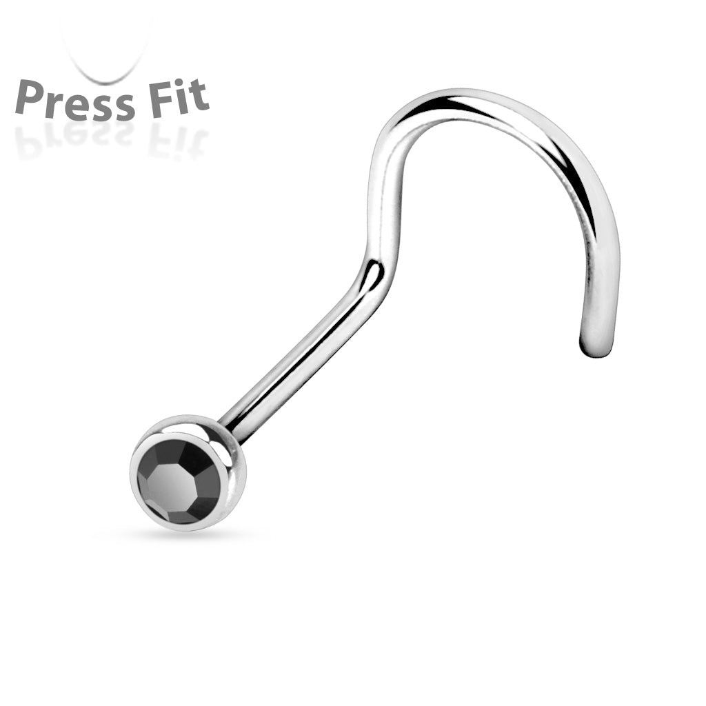 10pcs SAME-COLOR Press-Fit Gem Nose Screw Rings