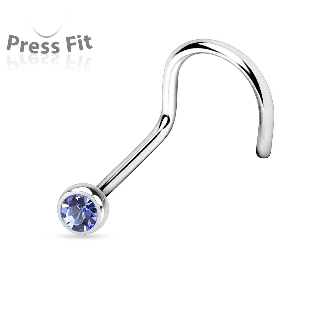 10pcs SAME-COLOR Press-Fit Gem Nose Screw Rings