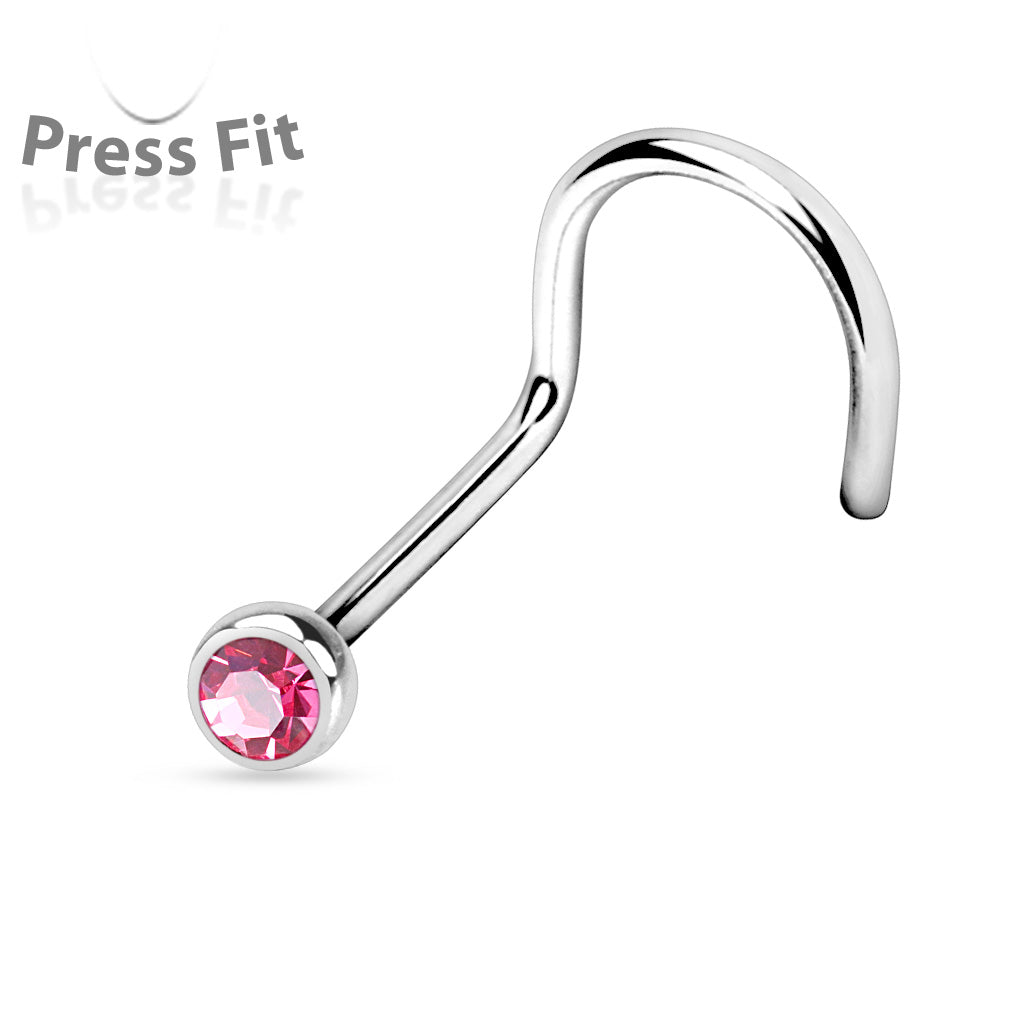 10pcs SAME-COLOR Press-Fit Gem Nose Screw Rings