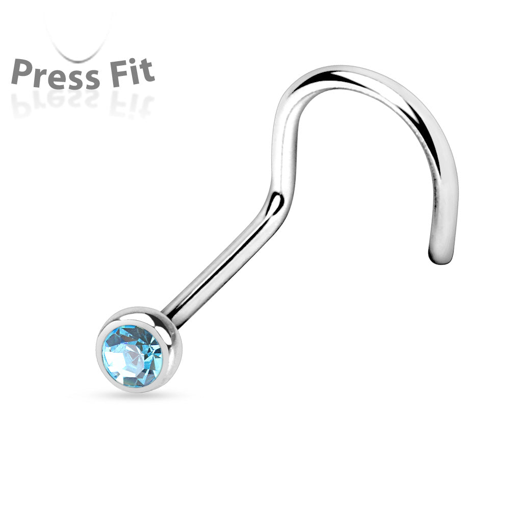 10pcs SAME-COLOR Press-Fit Gem Nose Screw Rings