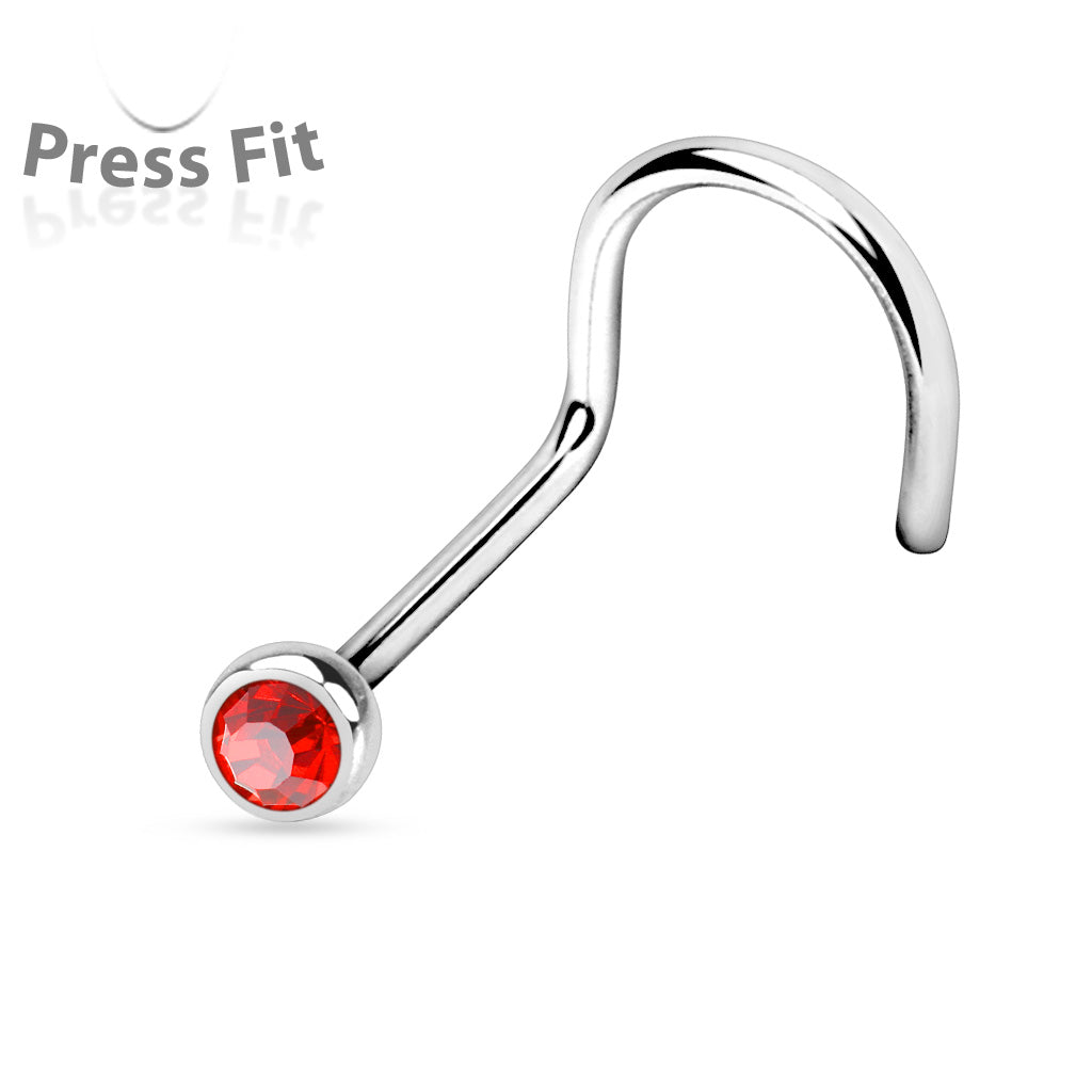 10pcs SAME-COLOR Press-Fit Gem Nose Screw Rings