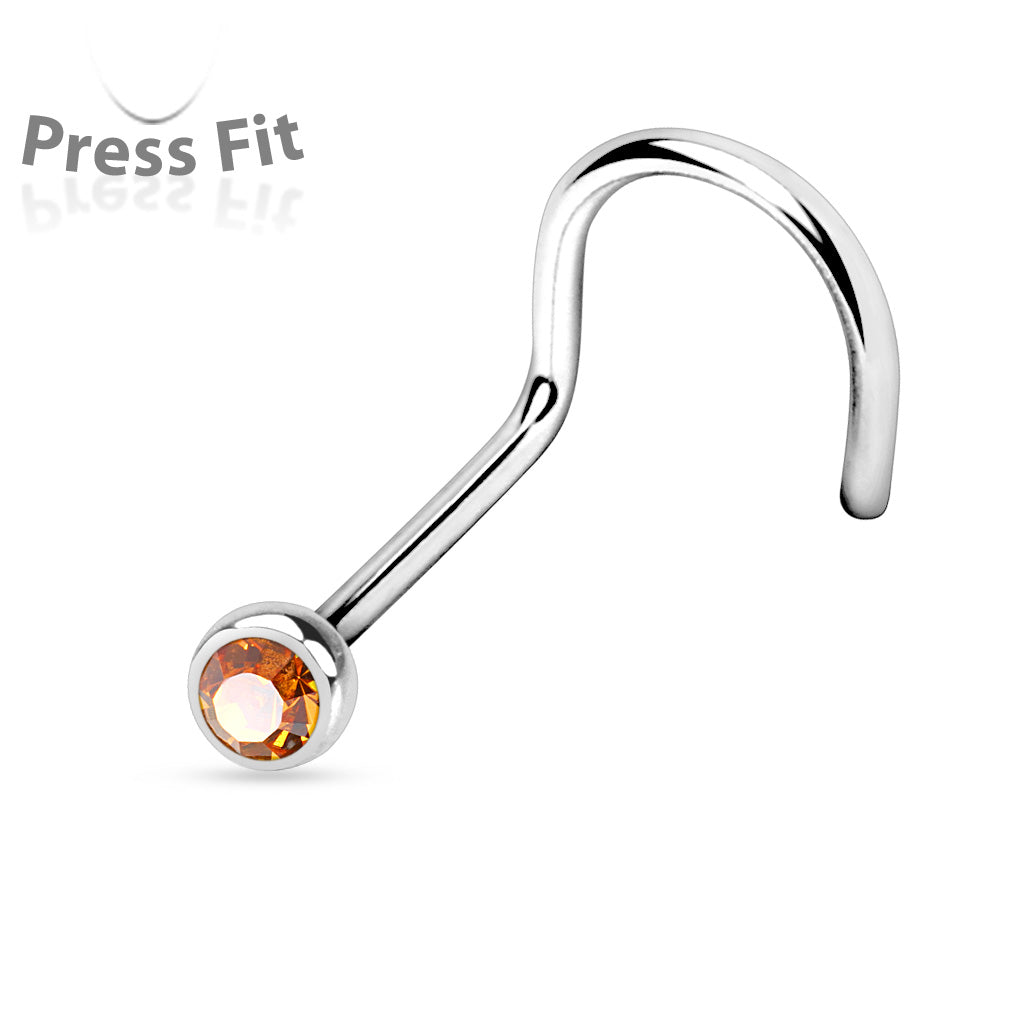 10pcs SAME-COLOR Press-Fit Gem Nose Screw Rings