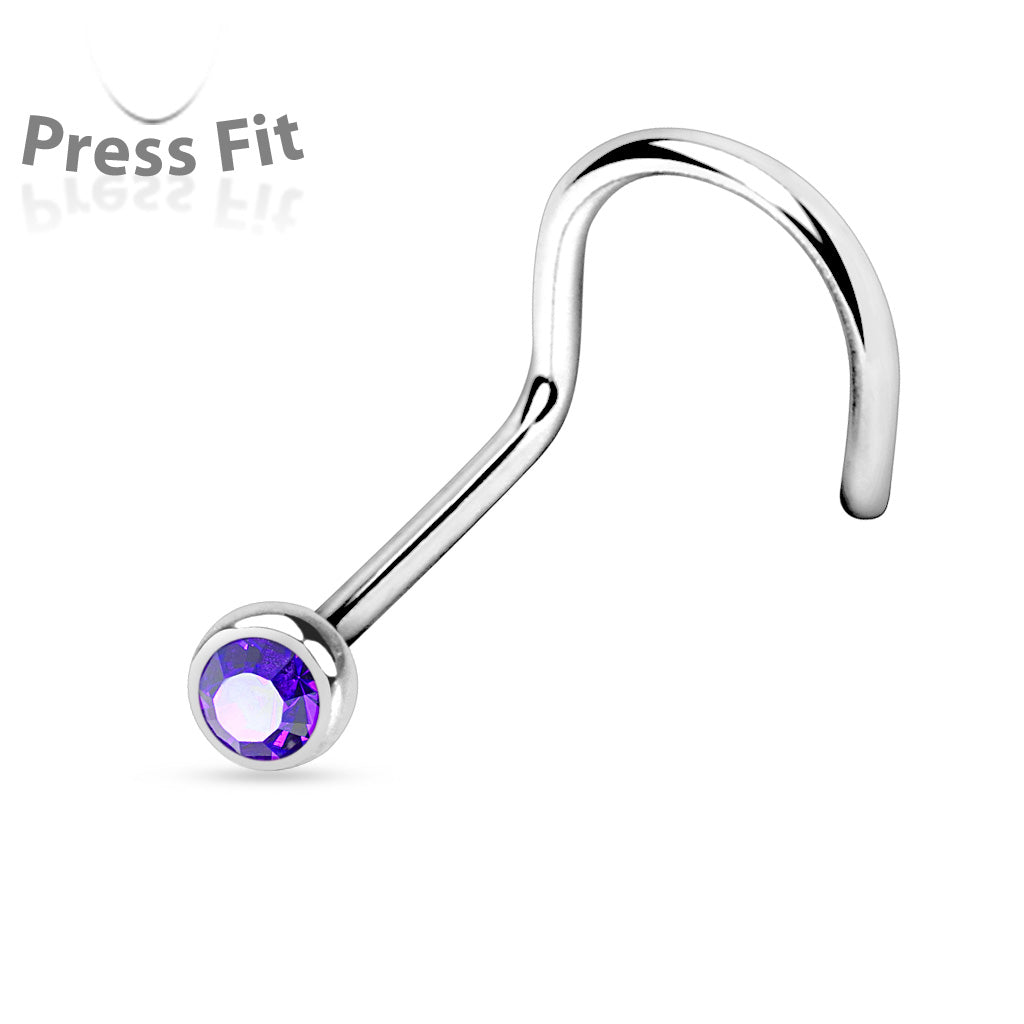 10pcs SAME-COLOR Press-Fit Gem Nose Screw Rings
