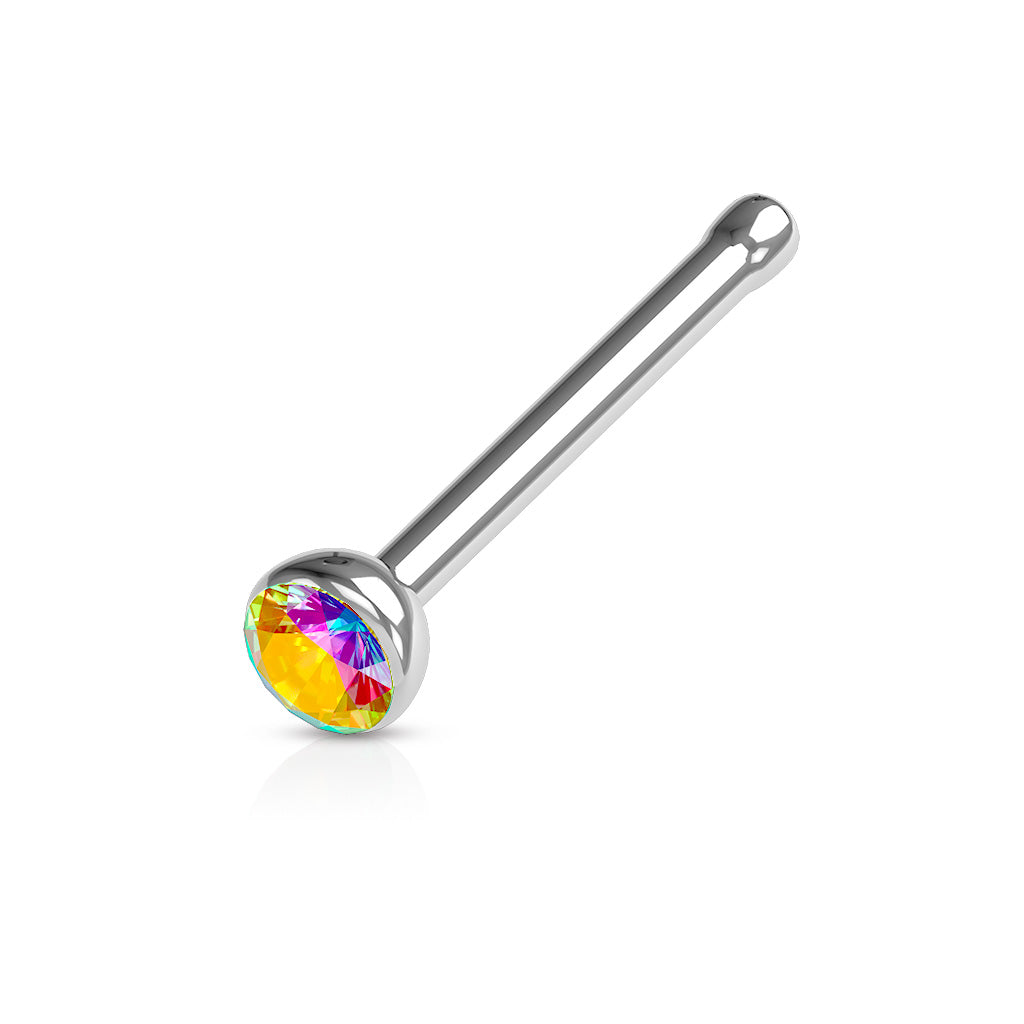 10pcs SAME-COLOR Press-Fit Gem Nose Rings Studs Bones Surgical Steel Wholesale