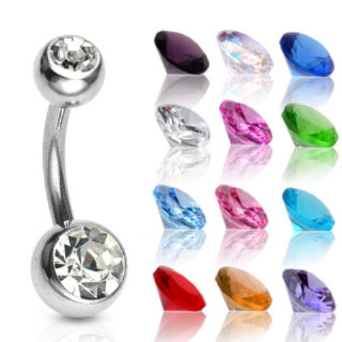 12pcs Double Gem 14g Belly Rings