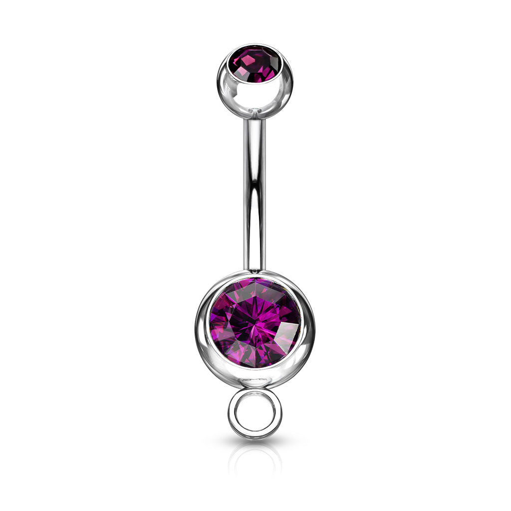 10pc Add-A-Charm Gem Belly Rings 14g Naval Navel 316L Surgical Steel Wholesale