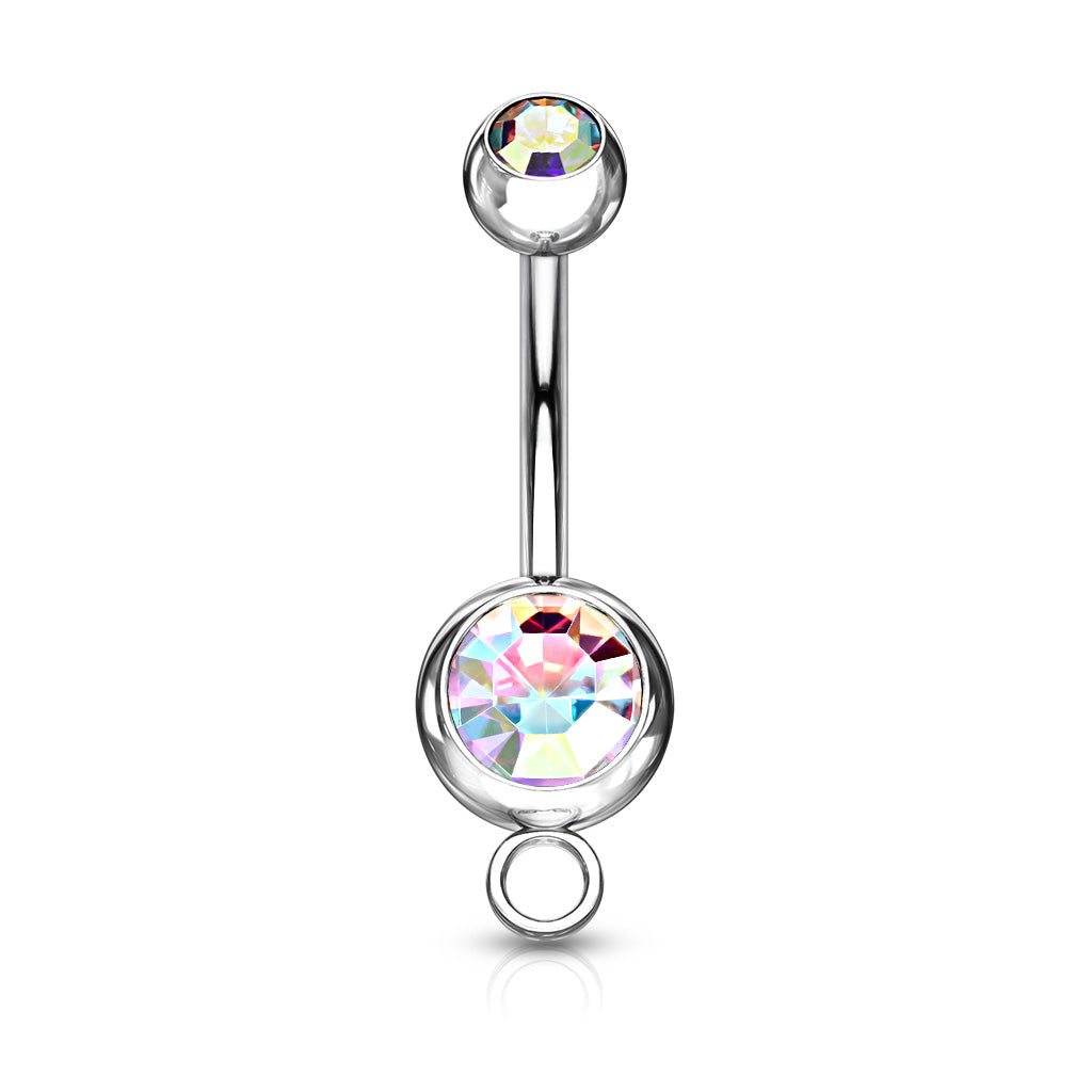 10pc Add-A-Charm Gem Belly Rings 14g Naval Navel 316L Surgical Steel Wholesale