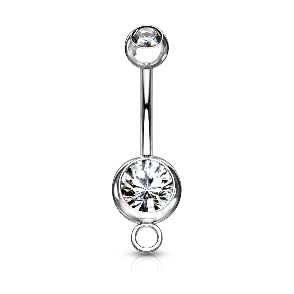 10pc Add-A-Charm Gem Belly Rings 14g Naval Navel 316L Surgical Steel Wholesale