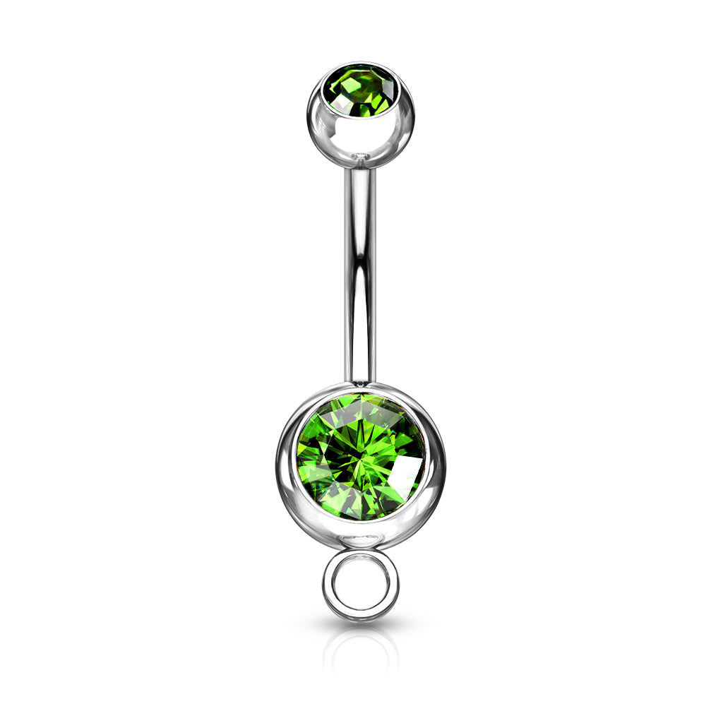 10pc Add-A-Charm Gem Belly Rings 14g Naval Navel 316L Surgical Steel Wholesale