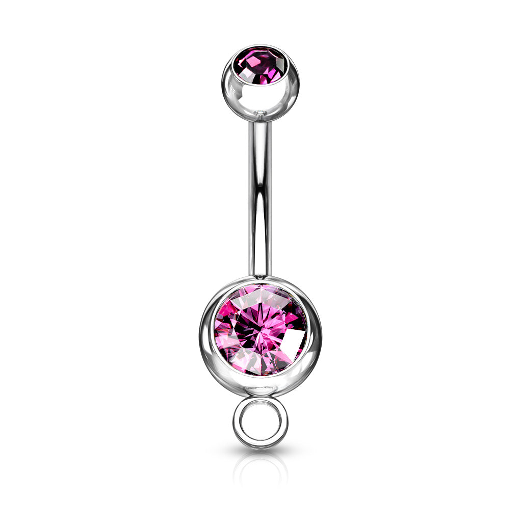 10pc Add-A-Charm Gem Belly Rings 14g Naval Navel 316L Surgical Steel Wholesale