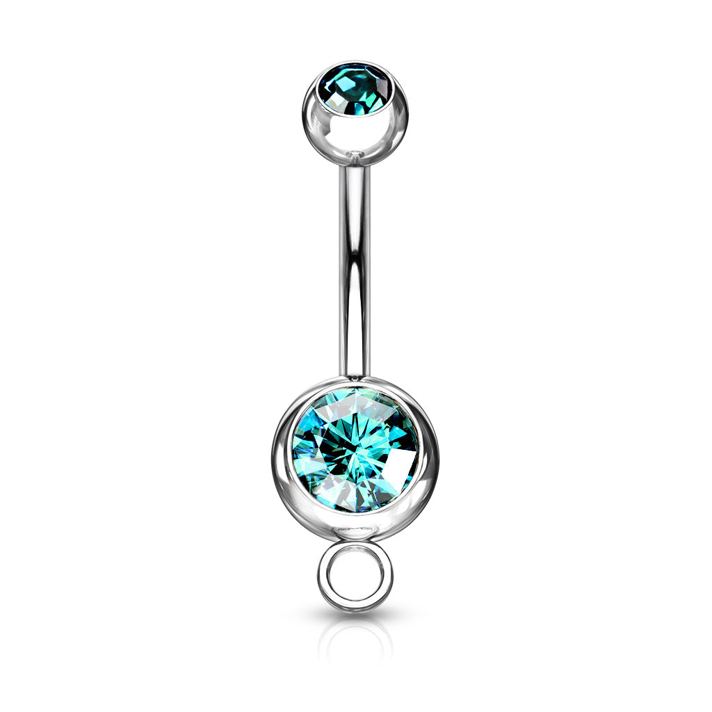 10pc Add-A-Charm Gem Belly Rings 14g Naval Navel 316L Surgical Steel Wholesale