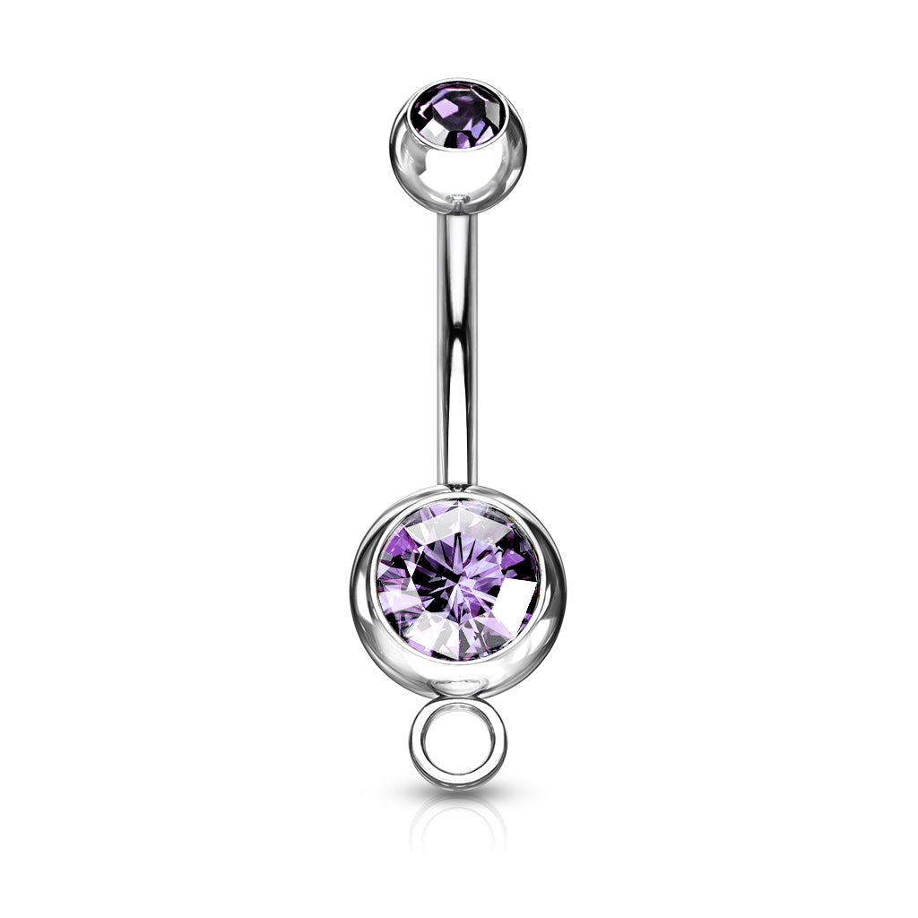 10pc Add-A-Charm Gem Belly Rings 14g Naval Navel 316L Surgical Steel Wholesale