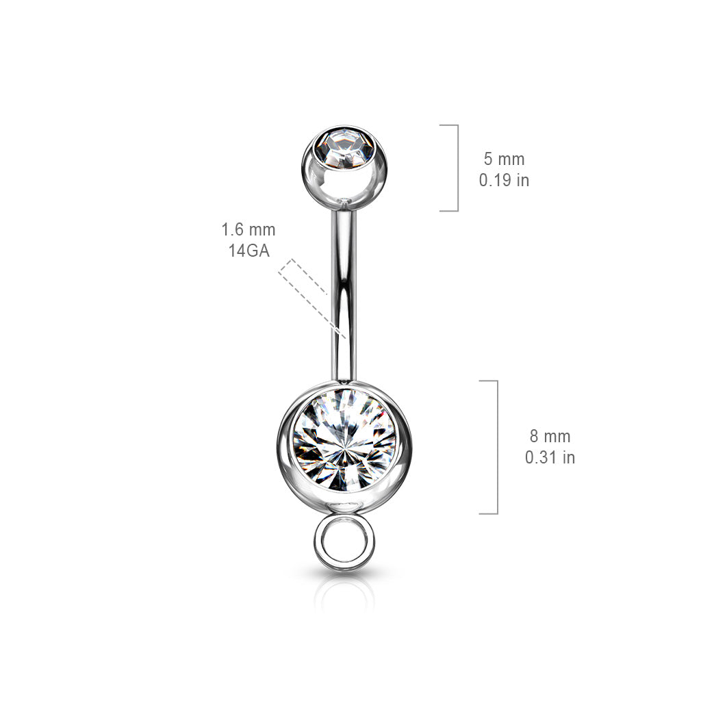 10pc Add-A-Charm Gem Belly Rings 14g Naval Navel 316L Surgical Steel Wholesale
