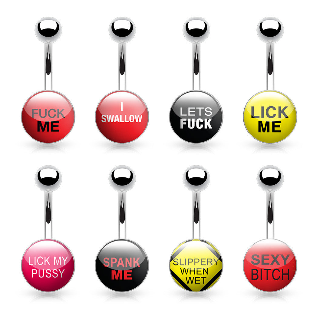 8pcs Bad Words Logo Navel Rings