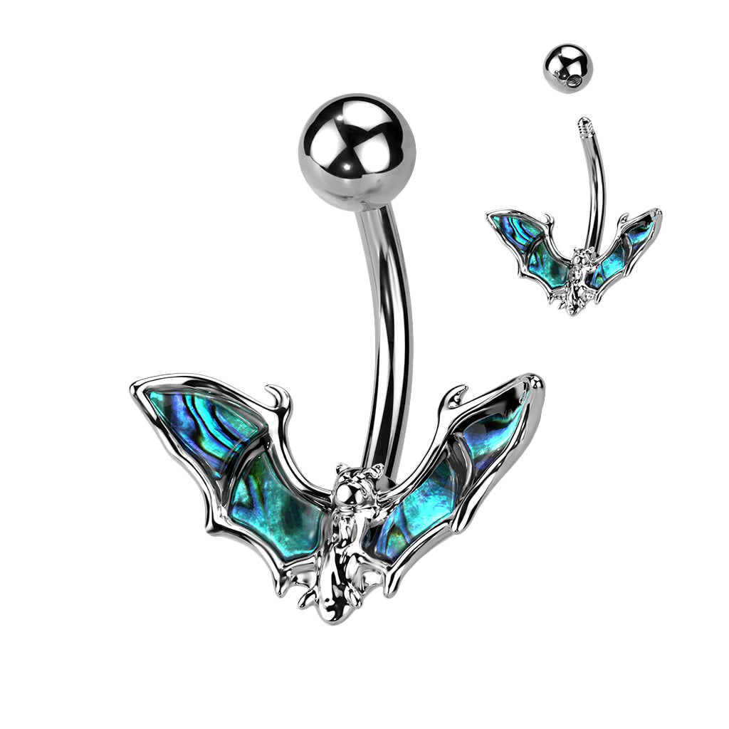 1pc Abalone Shell Bat Belly Ring 14g Navel Naval Piercing Body Jewelry