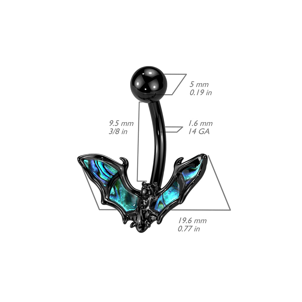 1pc Abalone Shell Bat Belly Ring 14g Navel Naval Piercing Body Jewelry