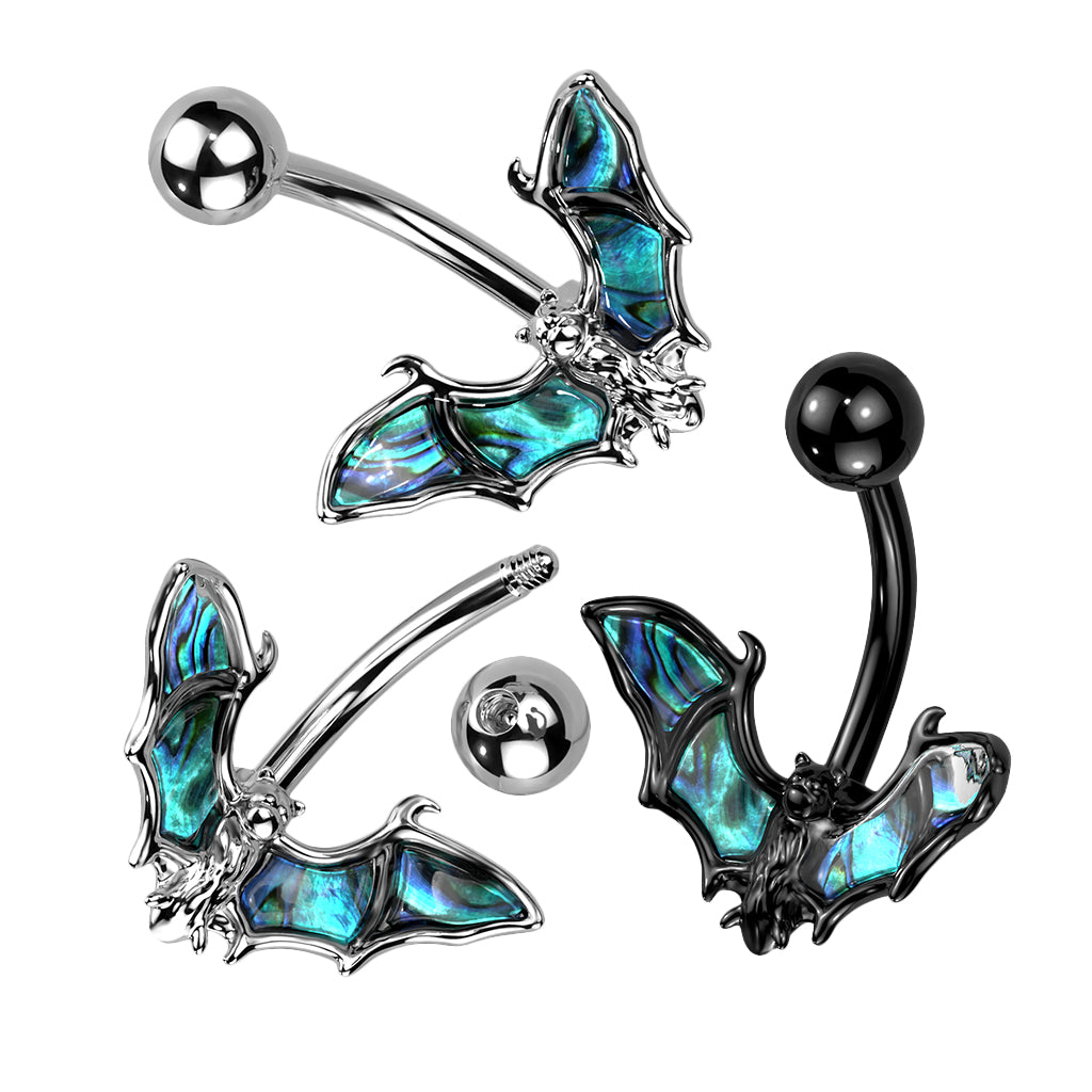 1pc Abalone Shell Bat Belly Ring 14g Navel Naval Piercing Body Jewelry