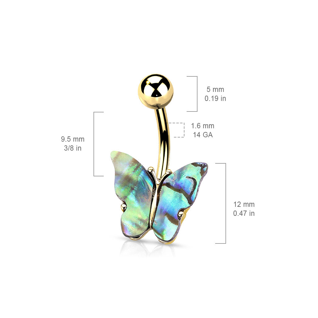 1pc Abalone Shell Butterfly Belly Ring 14g Navel Naval Piercing Body Jewelry