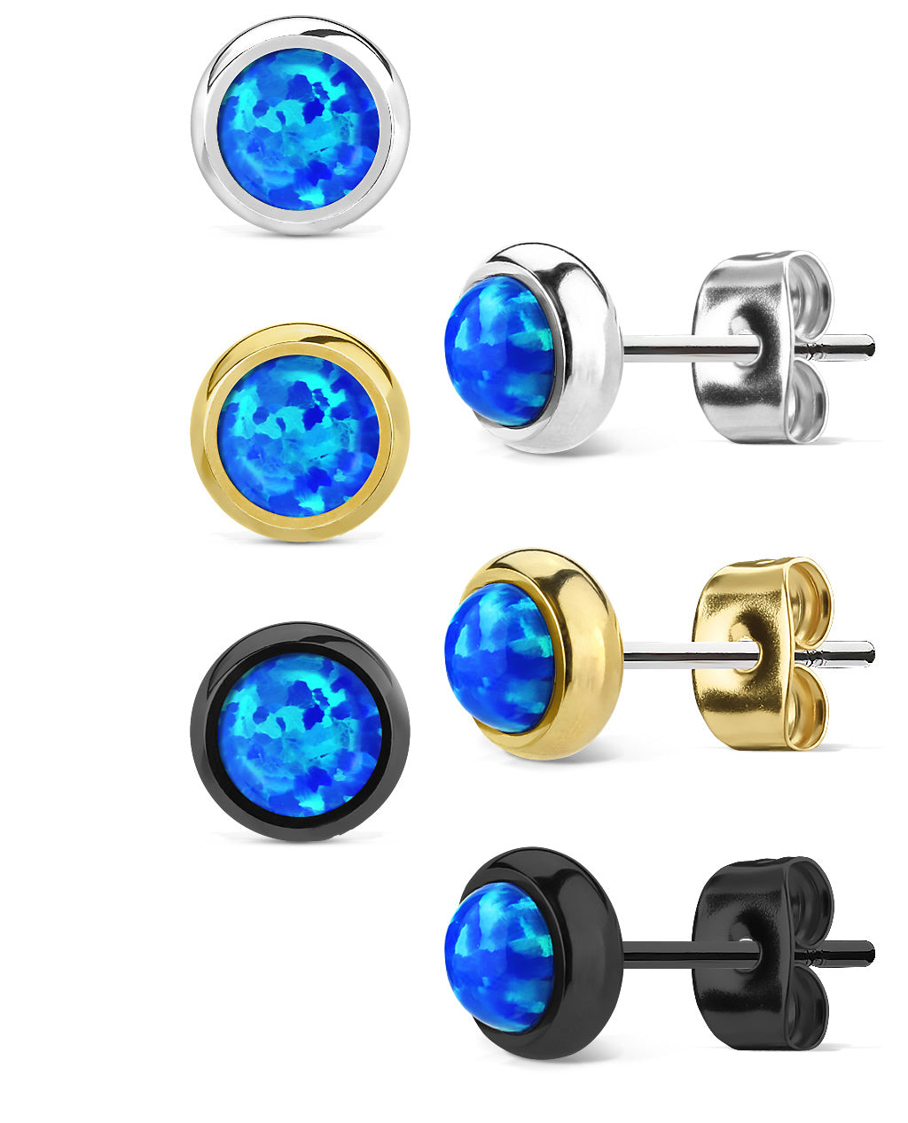 Bezel Set Opal 316L Surgical Steel Earrings
